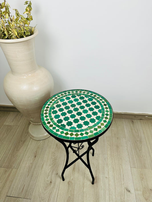 Classic Green & White Mosaic Bistro Table