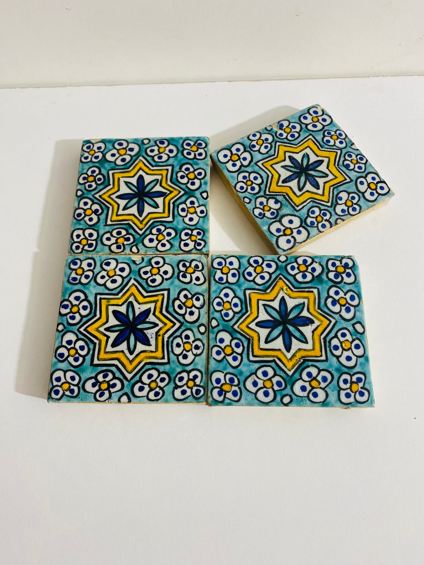 Hand-Painted Moroccan Starry Bloom Tile