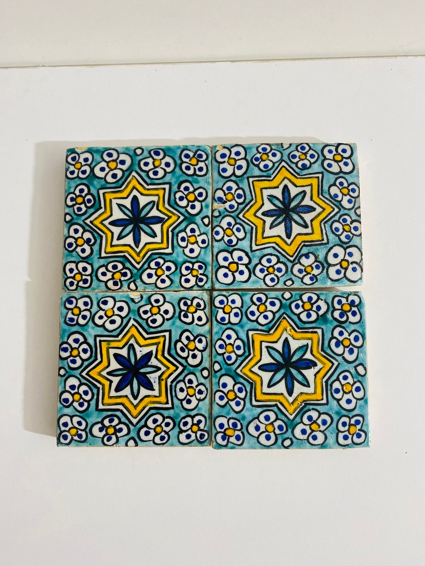 Hand-Painted Moroccan Starry Bloom Tile