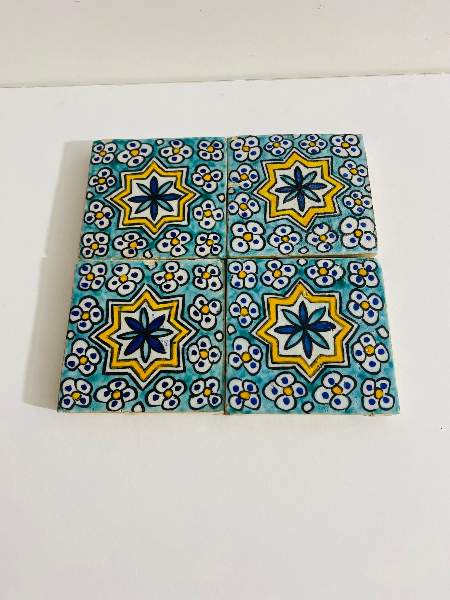 Hand-Painted Moroccan Starry Bloom Tile