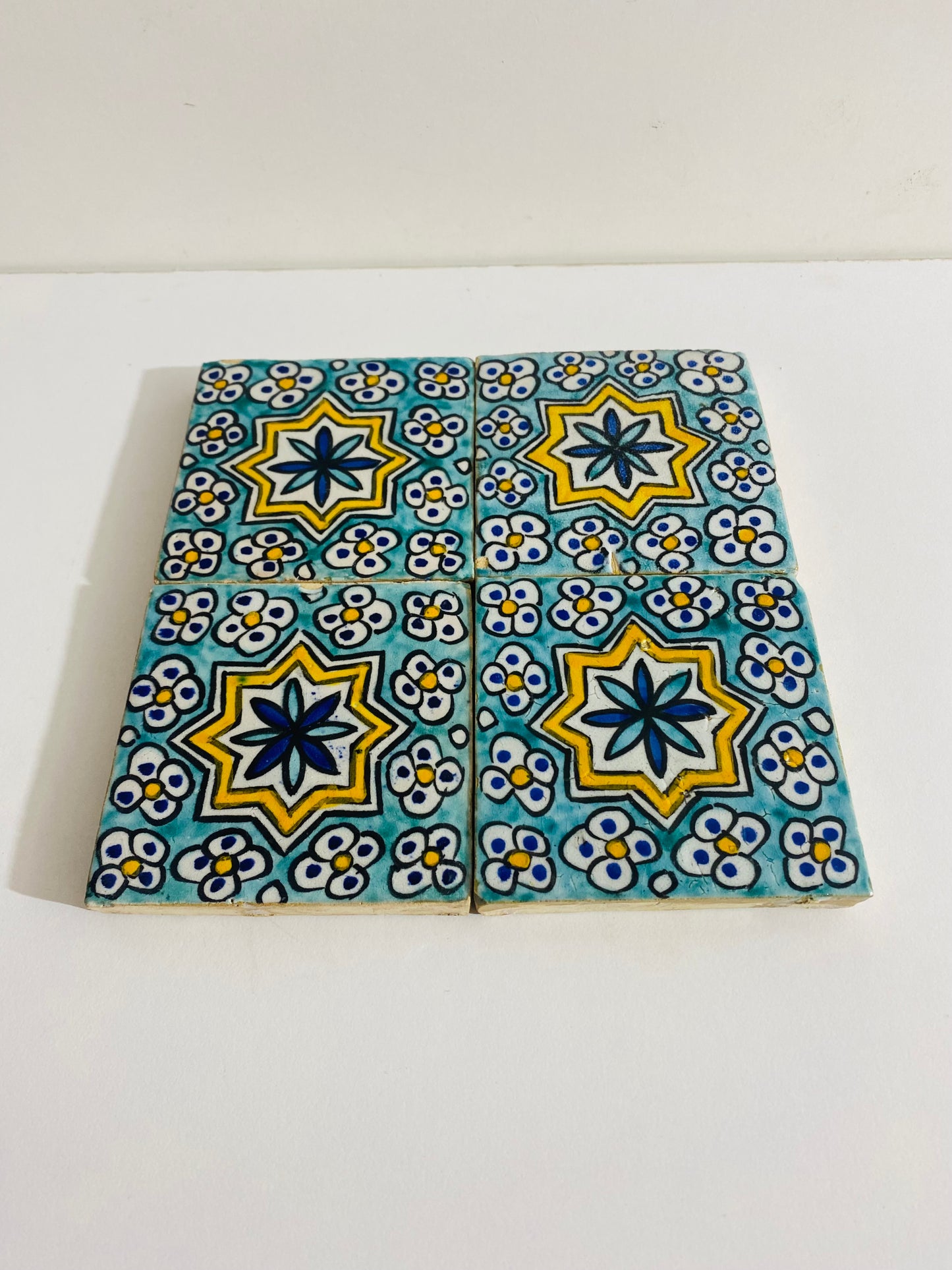 Hand-Painted Moroccan Starry Bloom Tile