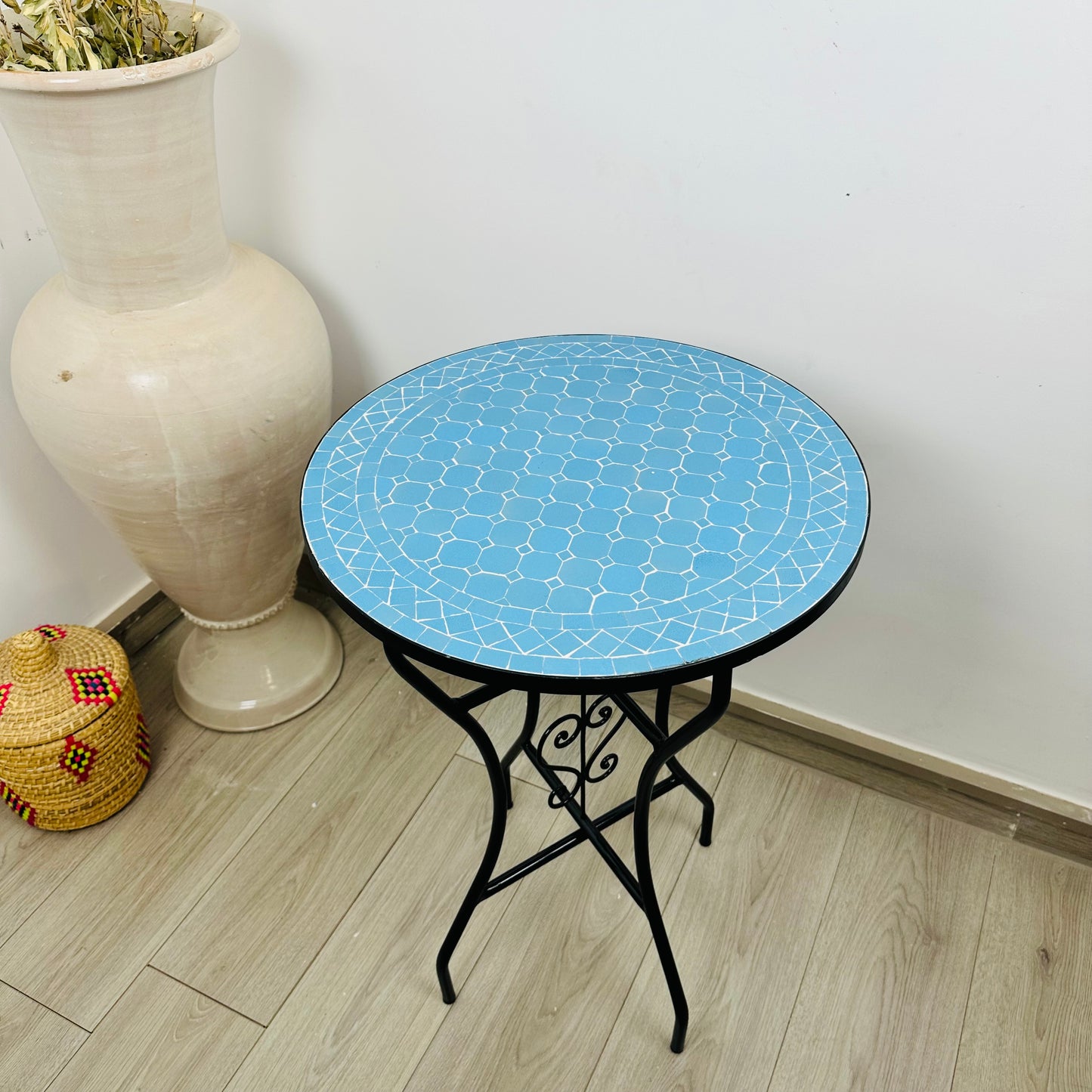 Moroccan Mosaic Table, Royal Blue Elegance