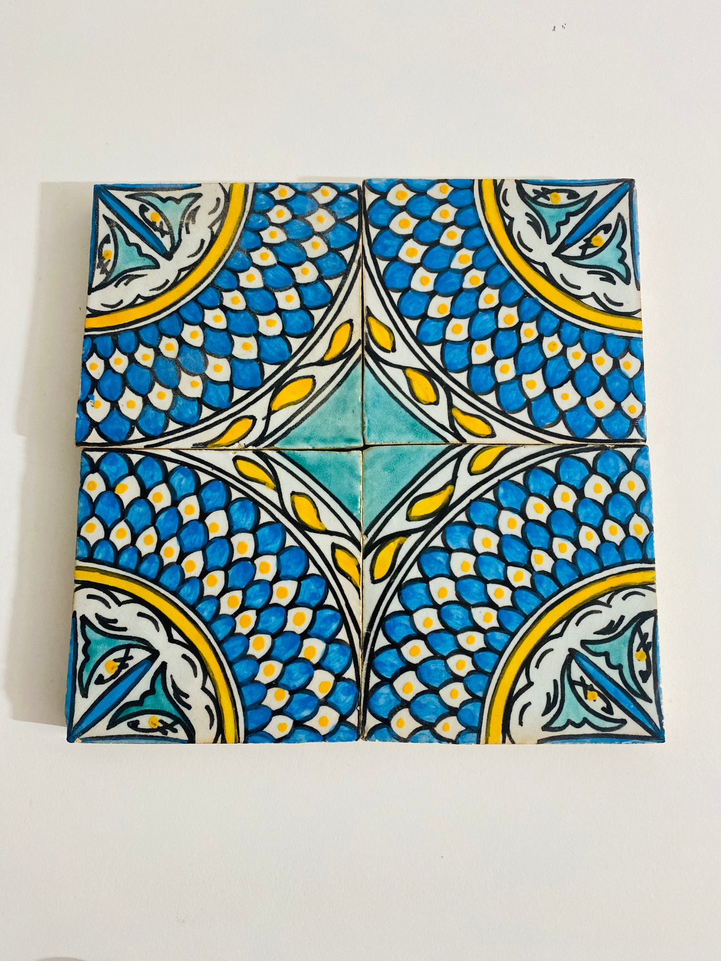 Hand-Painted Moroccan Sunburst Tile