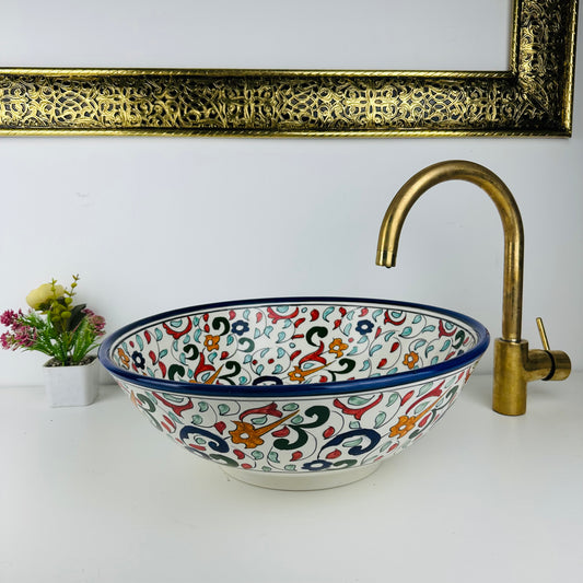 Colorful Artisanal Touch: Handcrafted Ceramic Sink with Unique Design