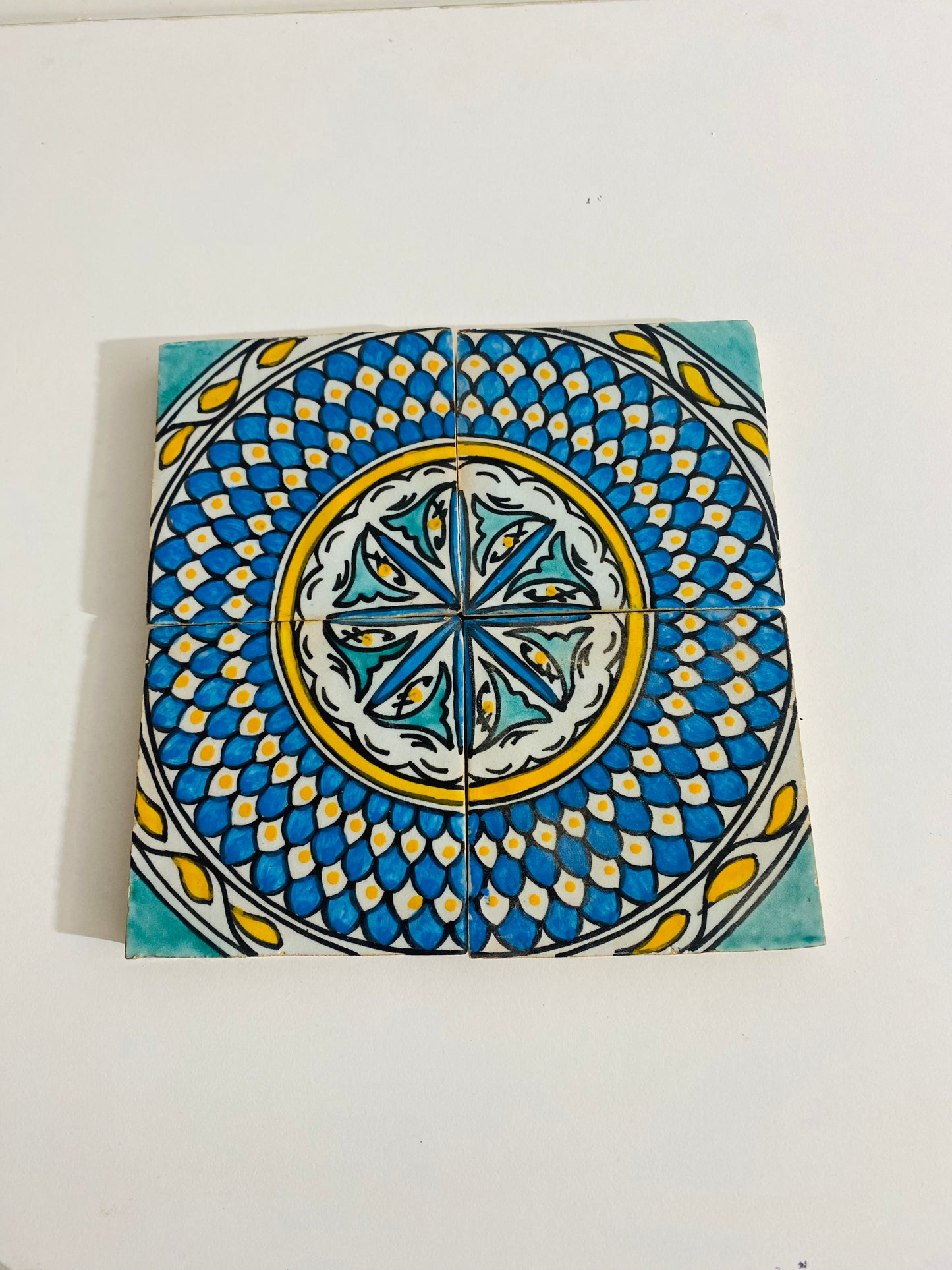 Hand-Painted Moroccan Sunburst Tile