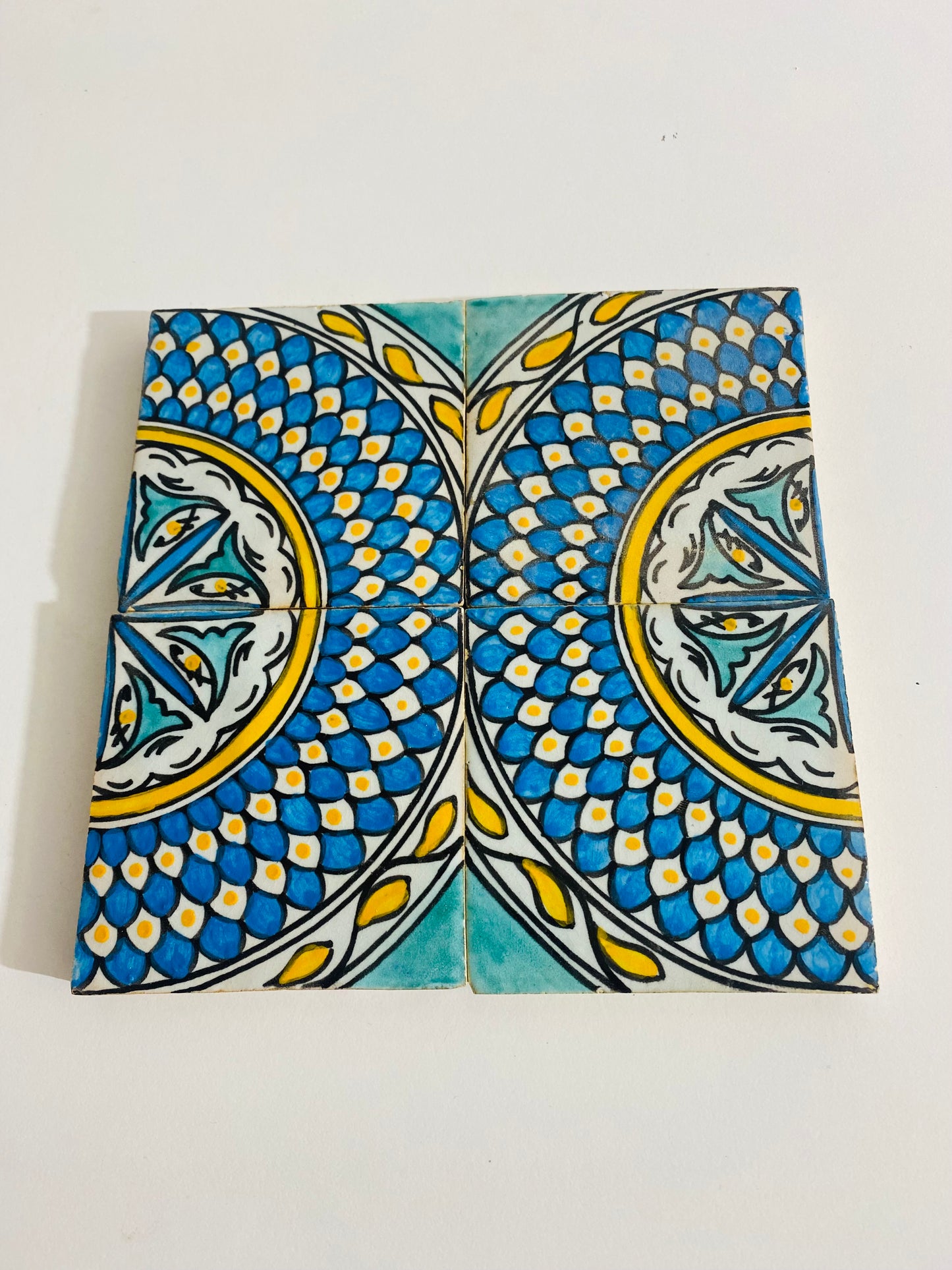 Hand-Painted Moroccan Sunburst Tile