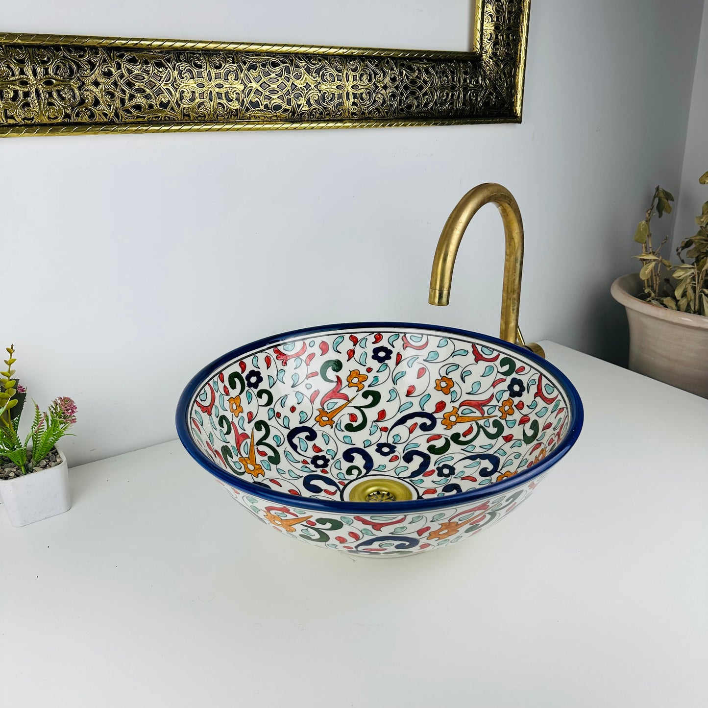 Colorful Artisanal Touch: Handcrafted Ceramic Sink with Unique Design