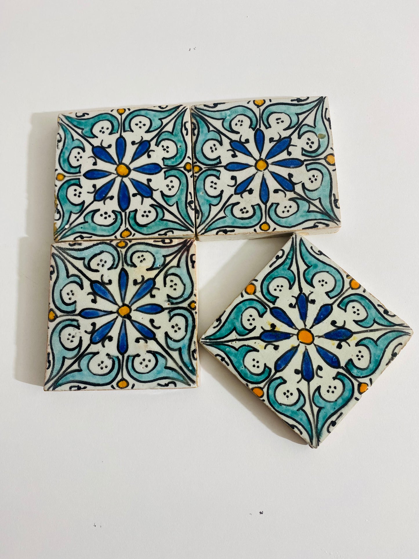 Hand-Painted Moroccan Floral Elegance Tile