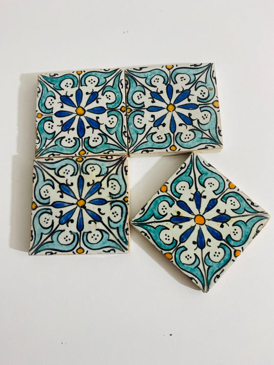 Hand-Painted Moroccan Floral Elegance Tile