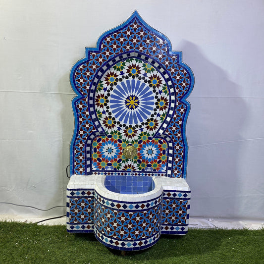 Mosaic Fountain for Outdoor Indoor Mid Century Fountain water inside  Moroccan Mosaic Fountain