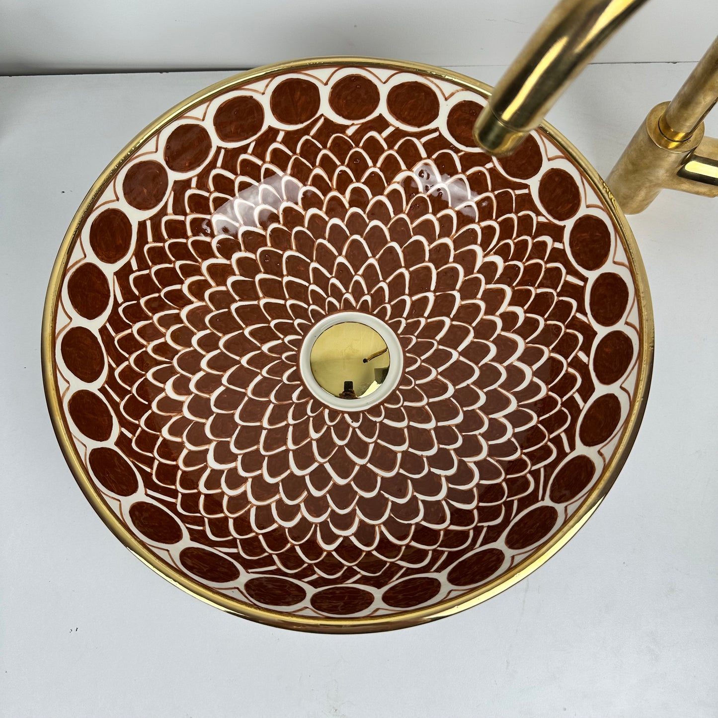 14K gold Sangria Splendor: Handcrafted Ceramic Sink in Rich Sangria Hue with 14K Gold