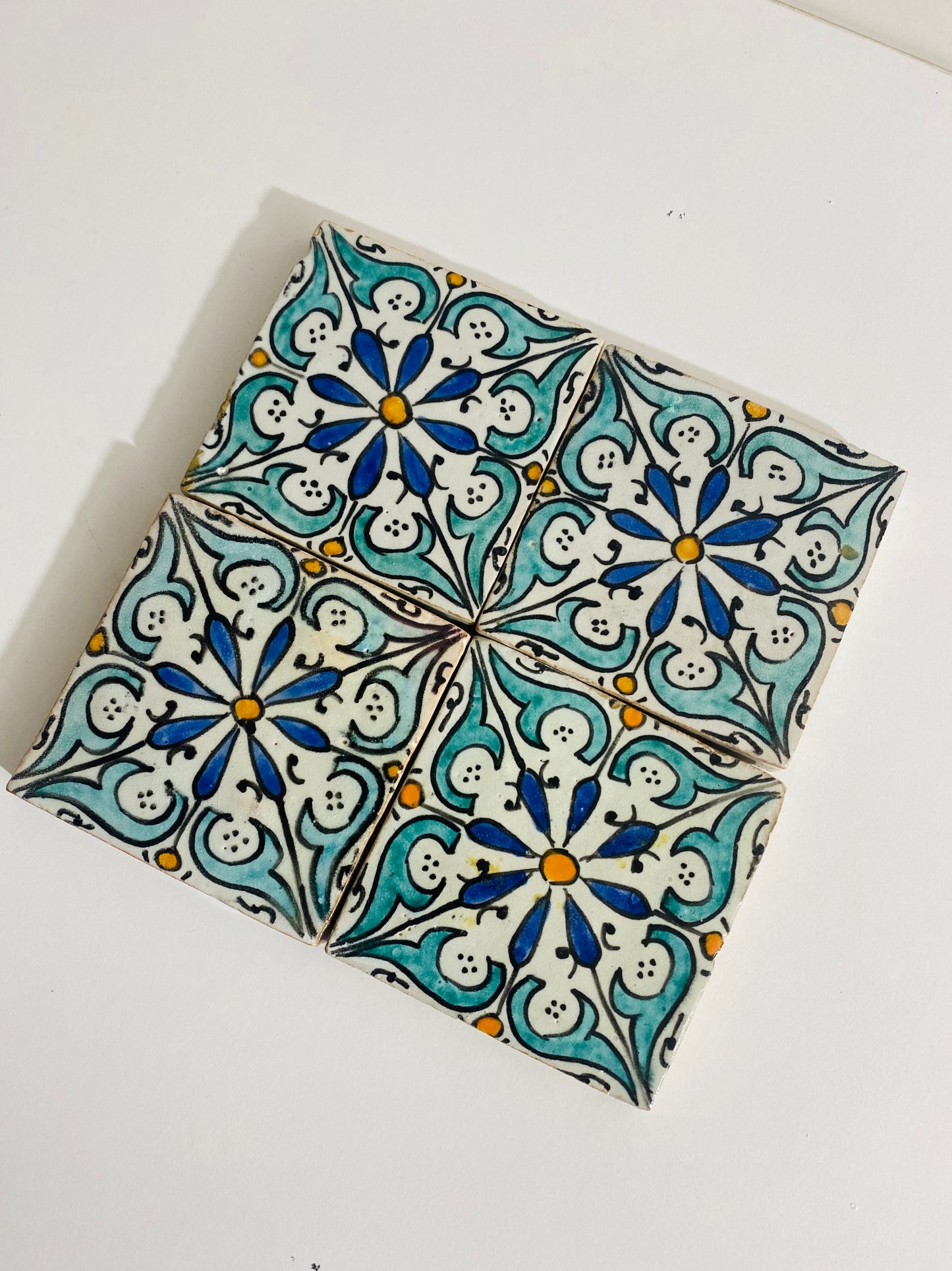 Hand-Painted Moroccan Floral Elegance Tile