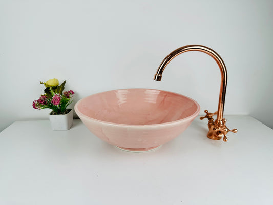 Peach Perfection: Handcrafted Ceramic Sink in Peach Color