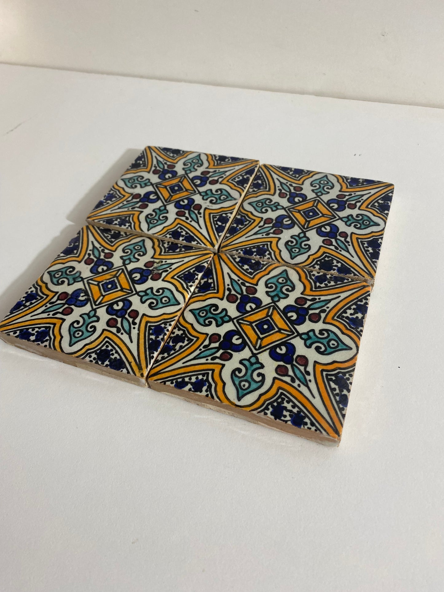 Marrakech Ceramic tiles Hand painted backsplash tiles 4"x4" 100% Handmade for Bathroom Remodeling and kitchen Projects works wall and ground