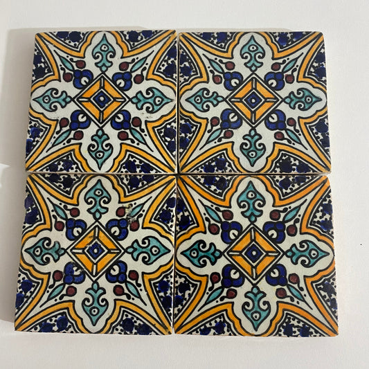 Marrakech Ceramic tiles Hand painted backsplash tiles 4"x4" 100% Handmade for Bathroom Remodeling and kitchen Projects works wall and ground