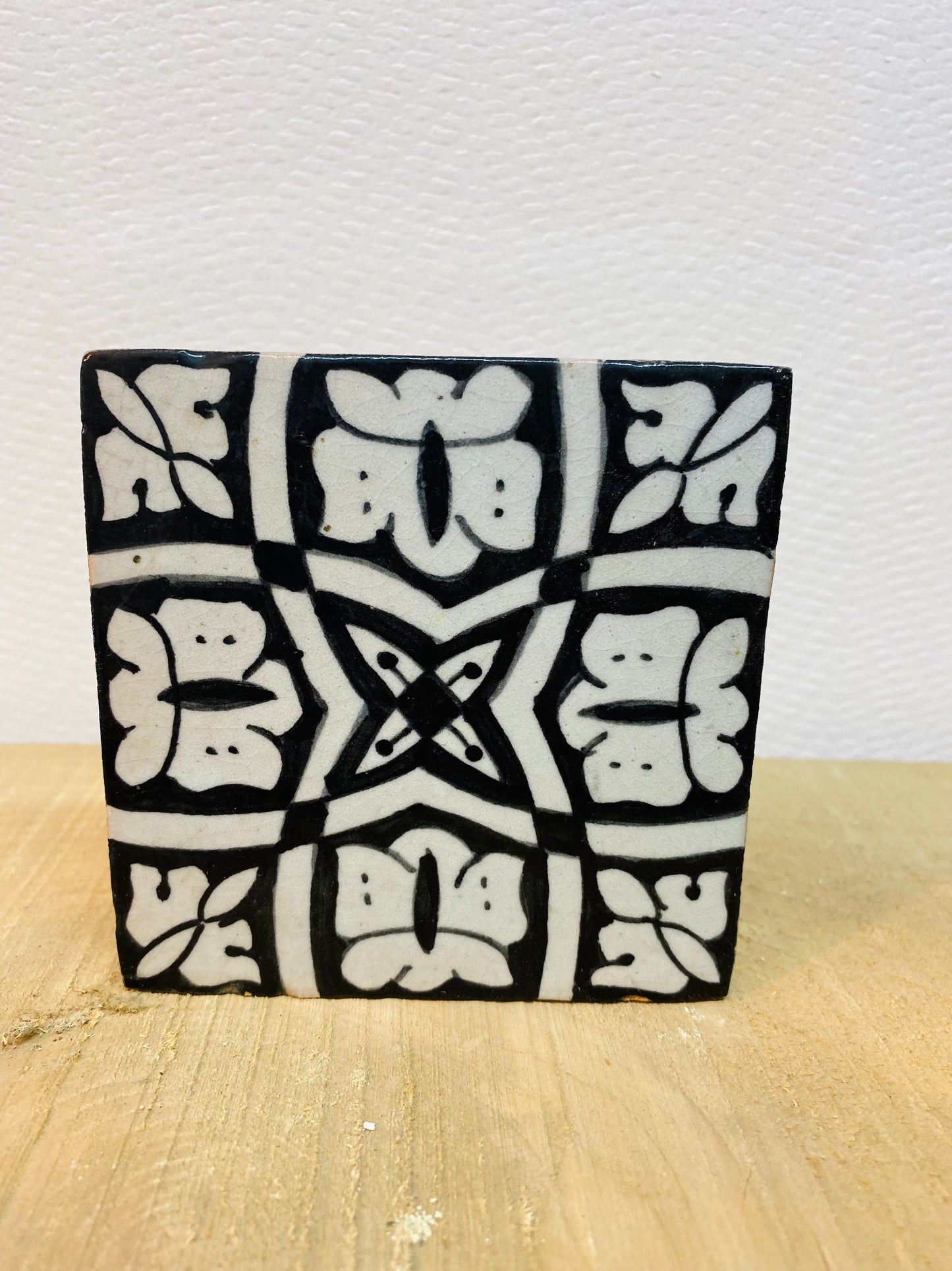 Monochrome Bloom Moroccan Zellige Tile