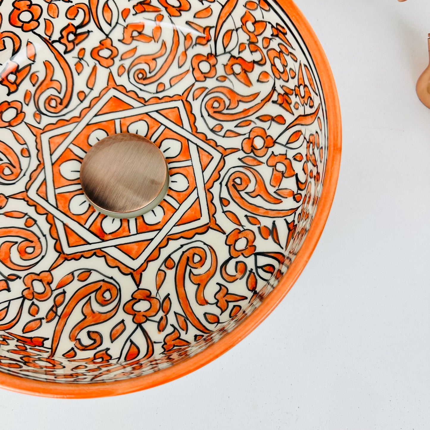 Tangerine Serenity: Handcrafted Ceramic Sink in tangerine orange Hue