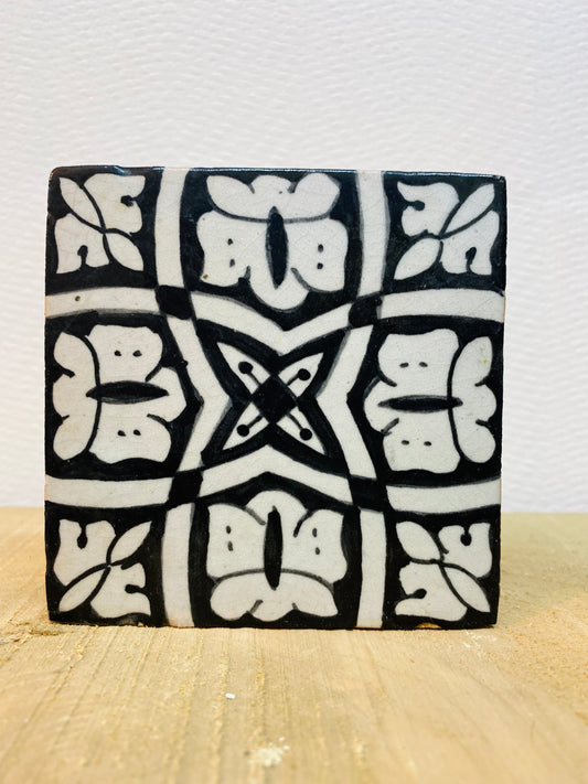 Monochrome Bloom Moroccan Zellige Tile