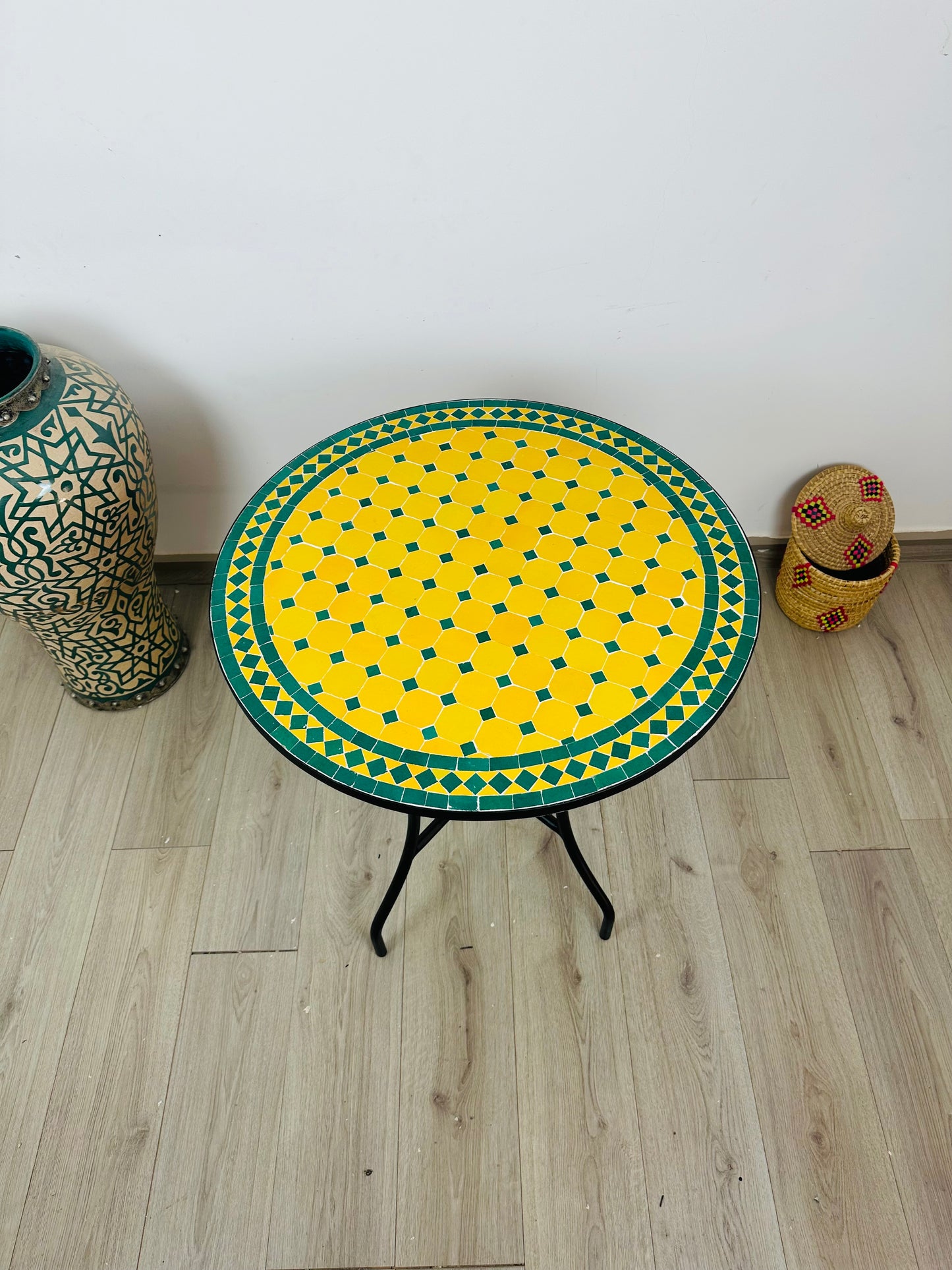 Handcrafted Moroccan Mosaic Table – Sunlit Elegance