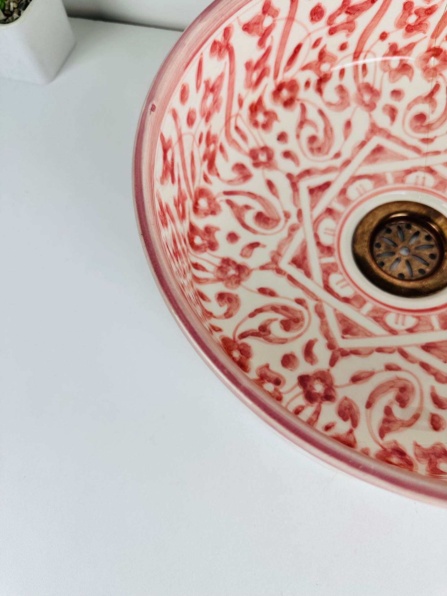 Blushing Red: Handcrafted Ceramic Sink in Blush Red Hue