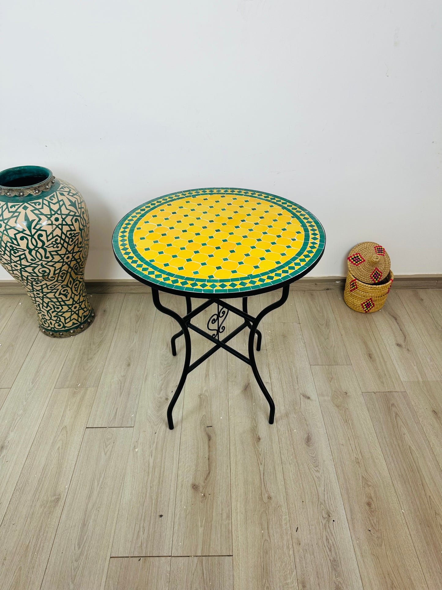 Handcrafted Moroccan Mosaic Table – Sunlit Elegance