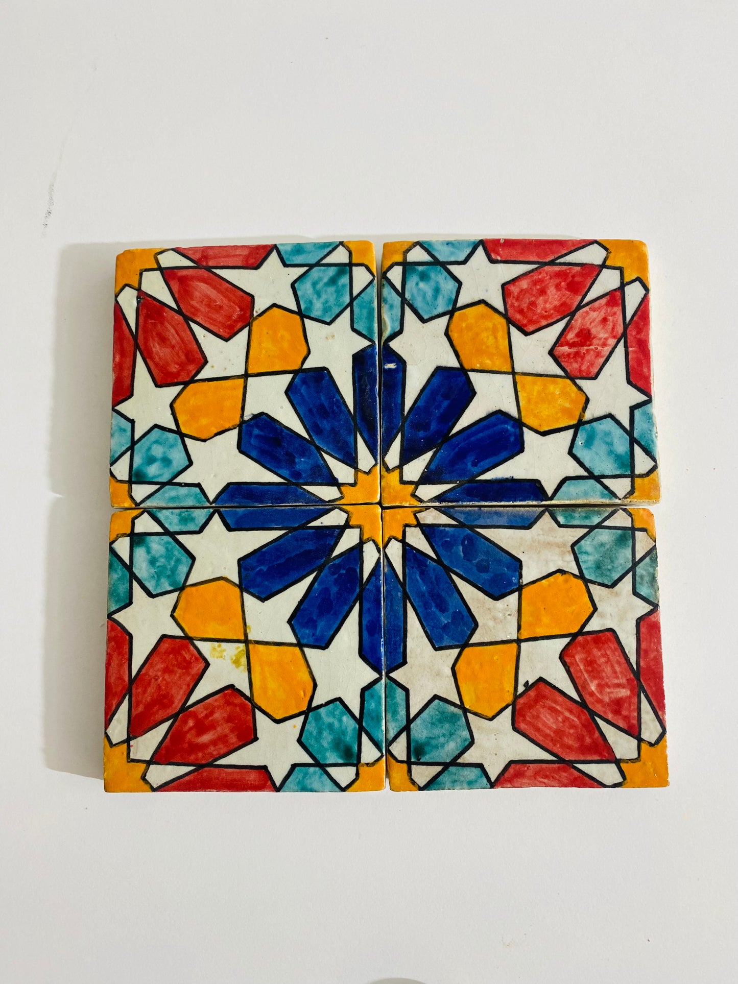 Hand-Painted Moroccan Starburst Tile