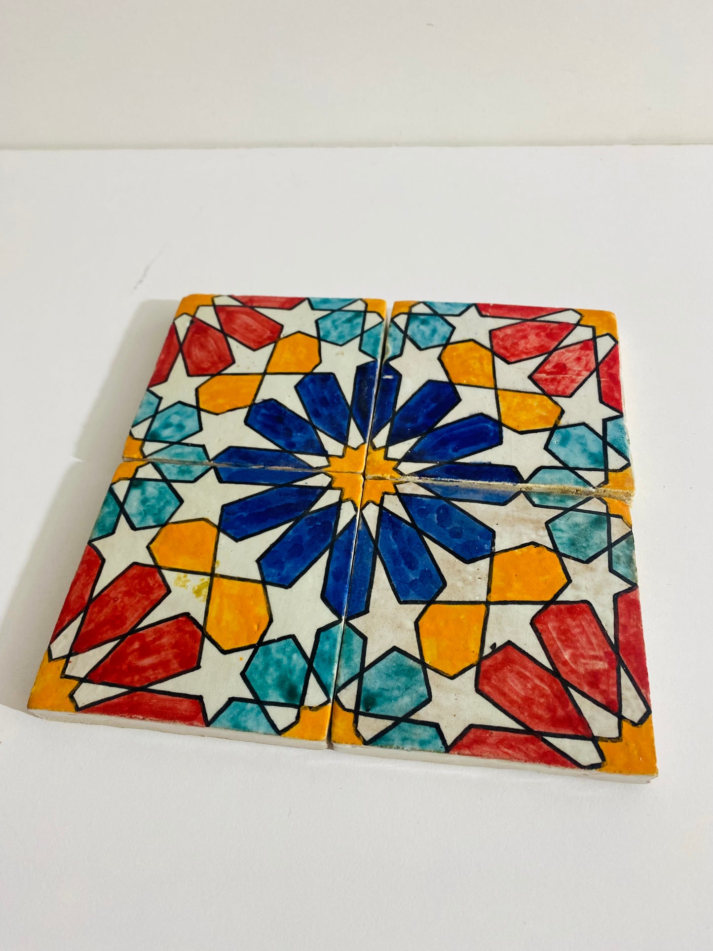 Hand-Painted Moroccan Starburst Tile