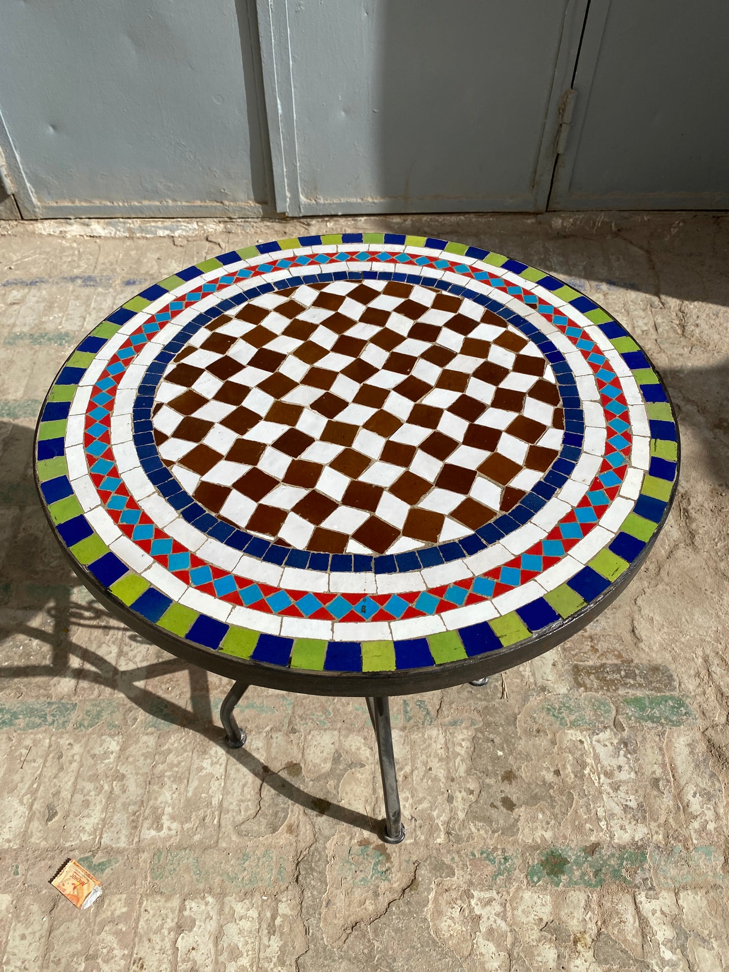 Multicolor Mosaic Checkerboard Table