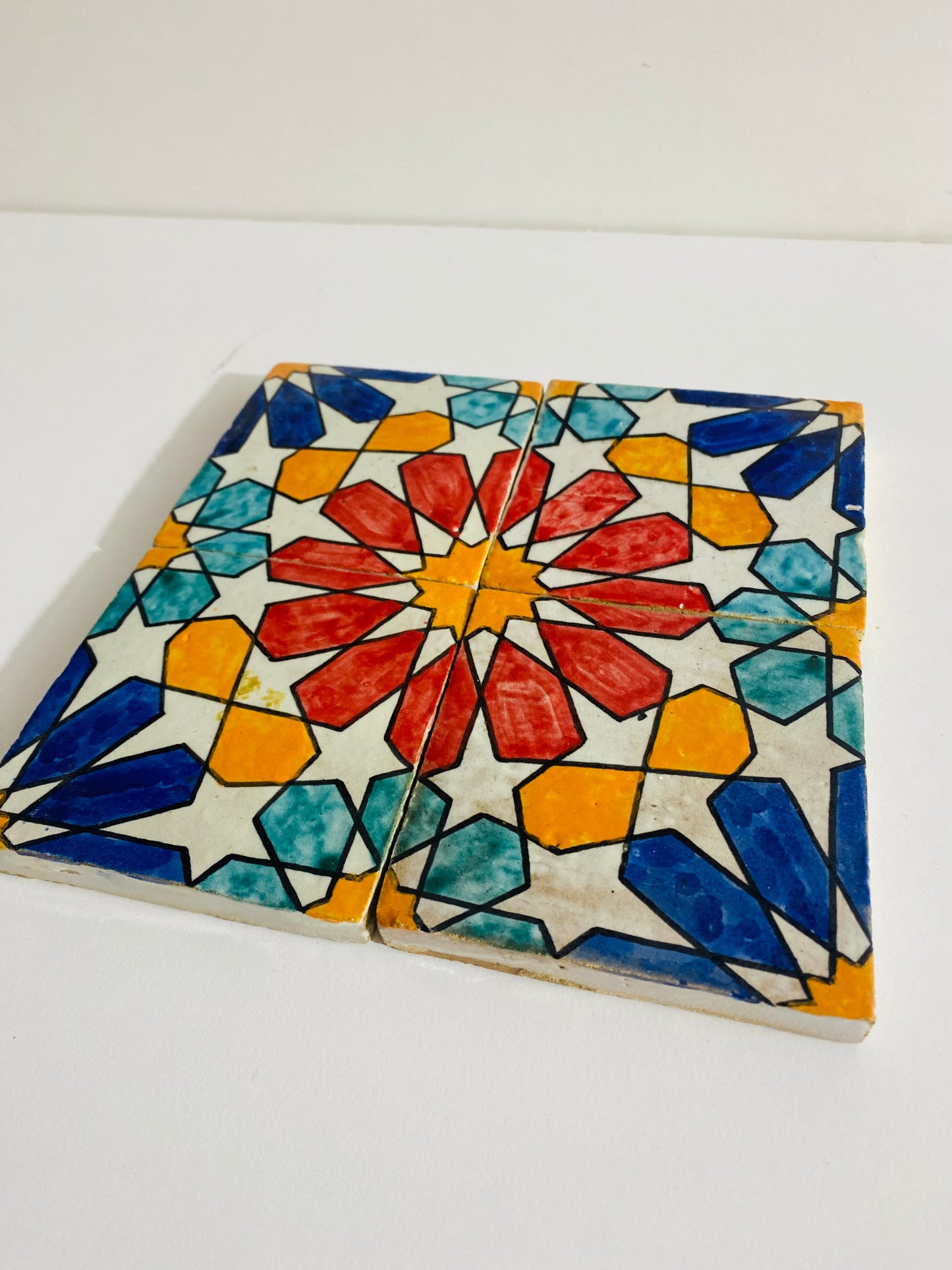 Hand-Painted Moroccan Starburst Tile