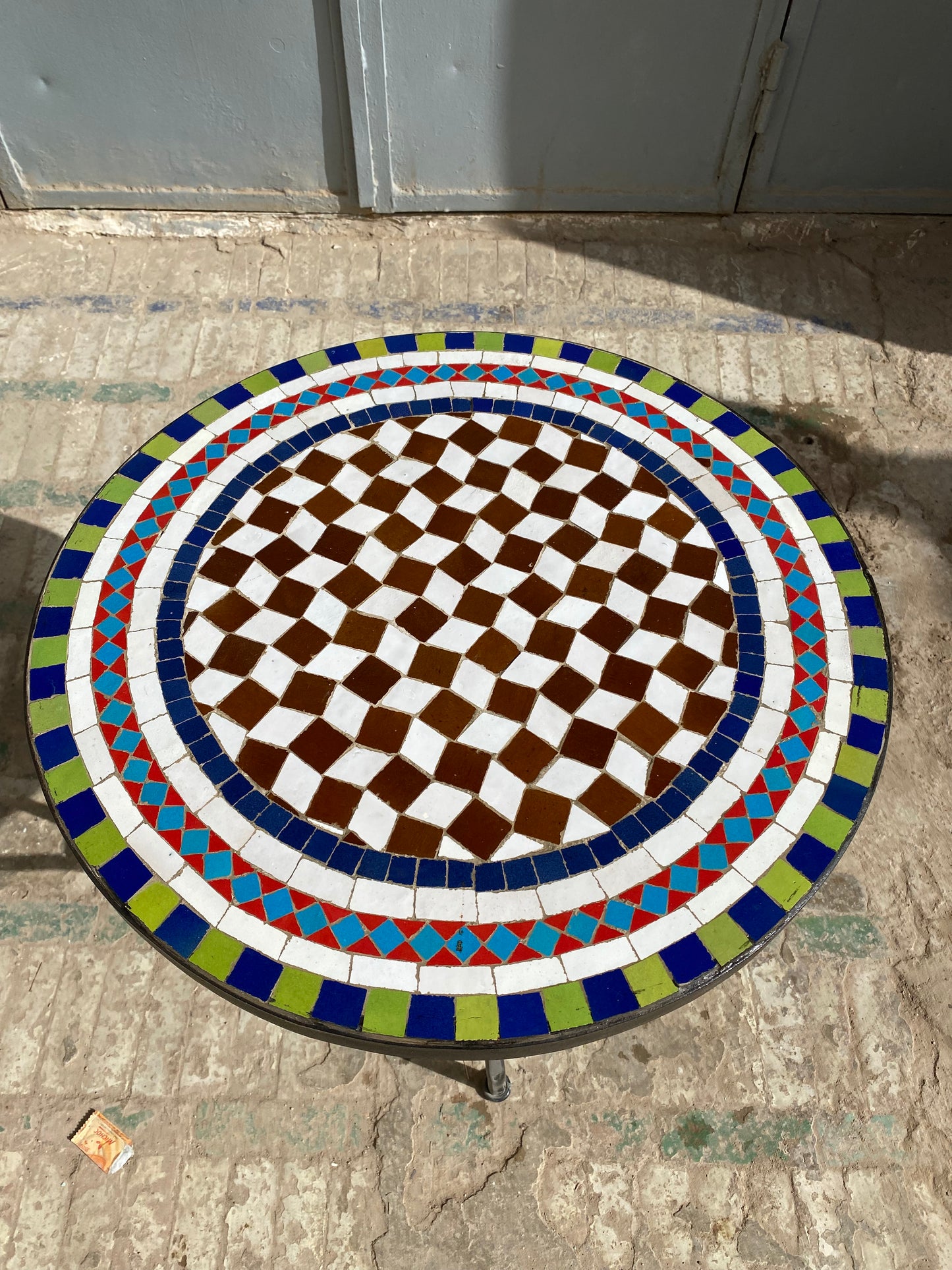 Multicolor Mosaic Checkerboard Table