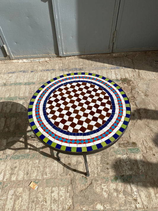 Multicolor Mosaic Checkerboard Table