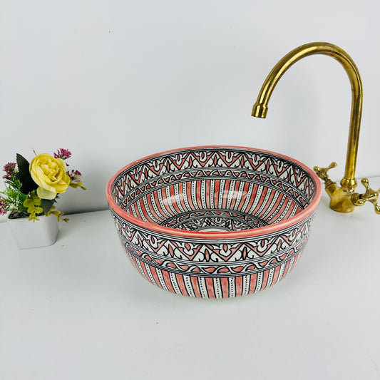 Pumpkin masterpiece: Handcrafted Ceramic Sink with Elaborate Black and Orange Details