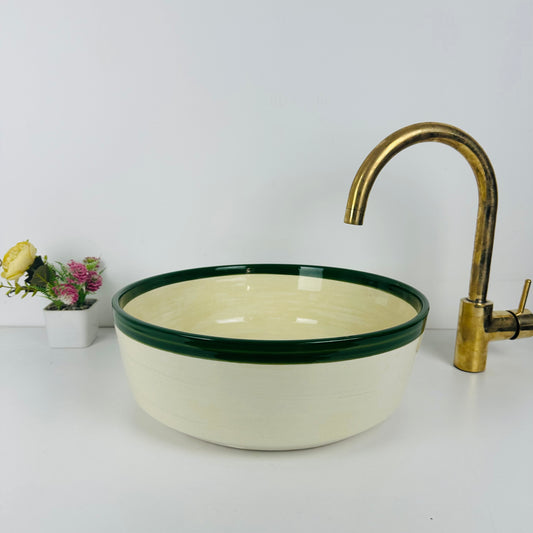 Color Crest: Handcrafted Ceramic Sink with Topped green Finish