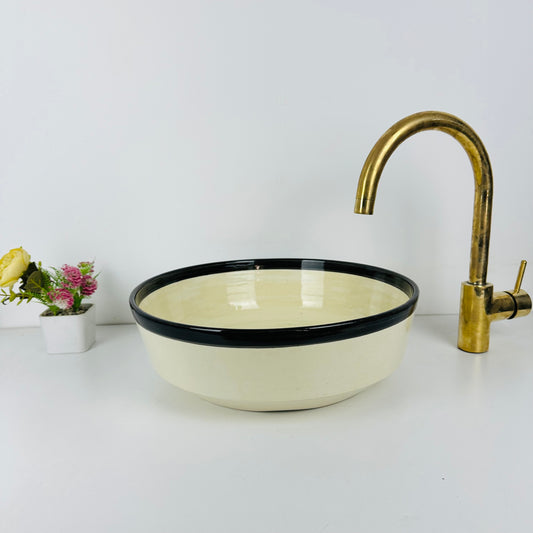 Color Crest: Handcrafted Ceramic Sink with Topped black Finish