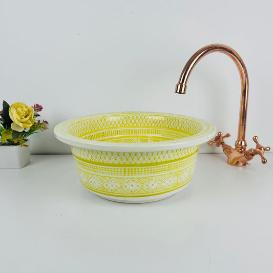 Lemon Zest: Handcrafted Ceramic Sink in Bright Lemon yellow