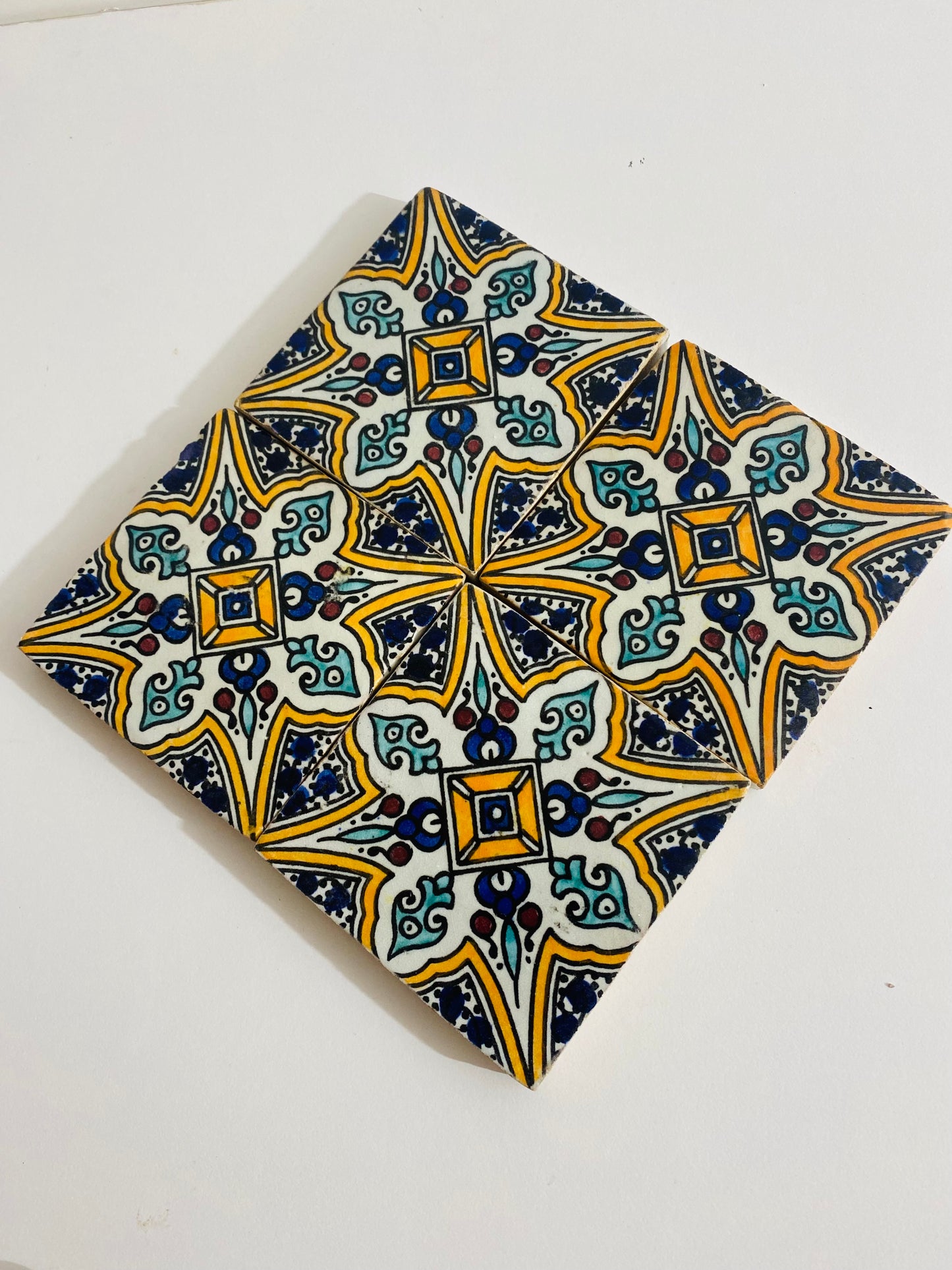 Hand-Painted Moroccan Starburst Tile Set