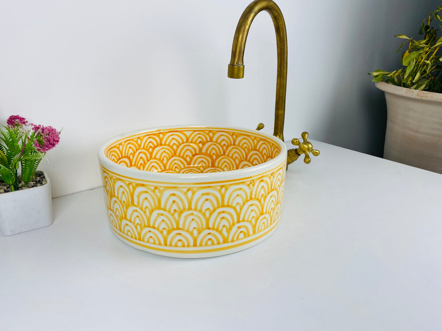 Golden Sunrise Scalloped Vessel Basin