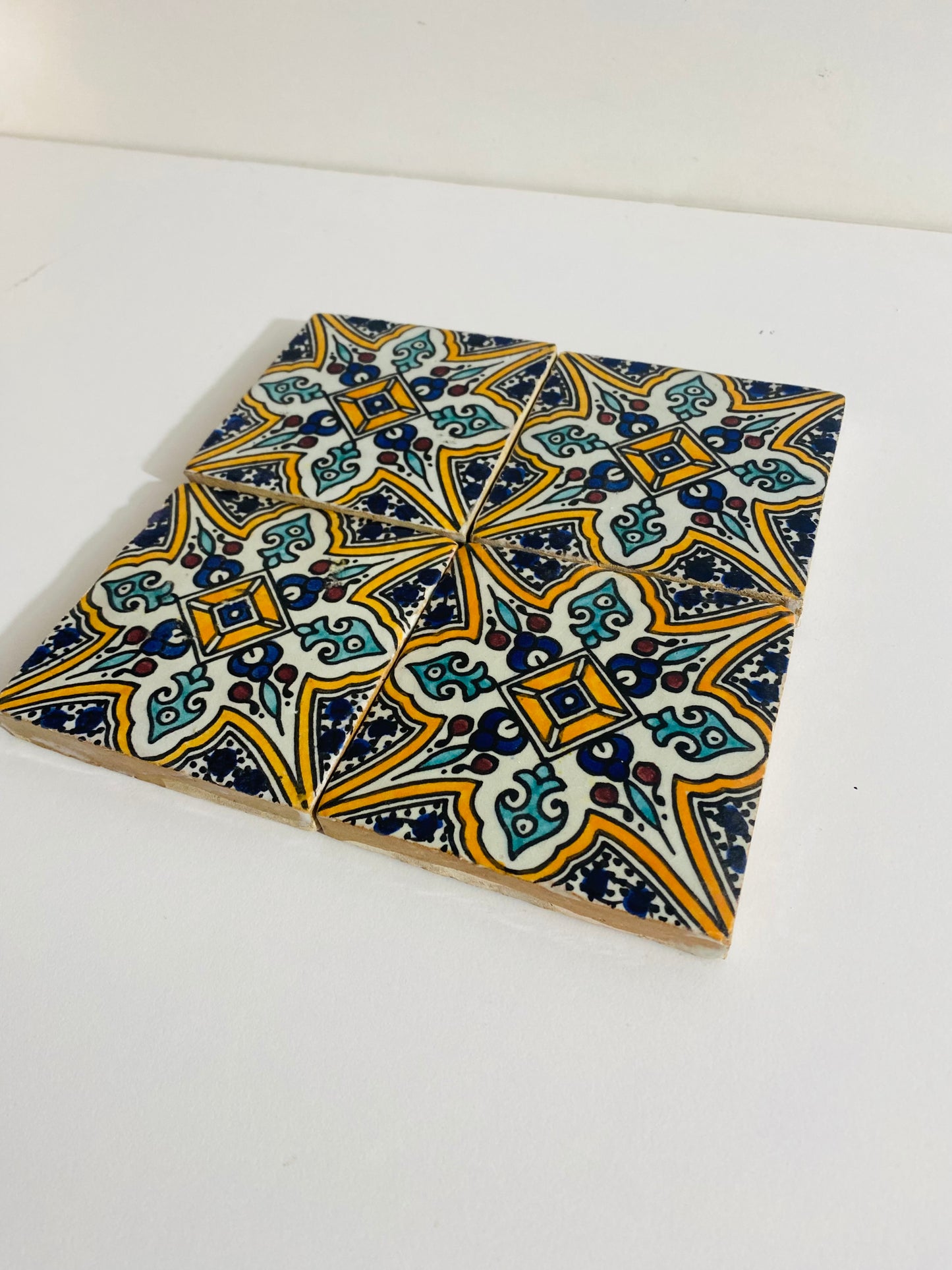 Hand-Painted Moroccan Starburst Tile Set