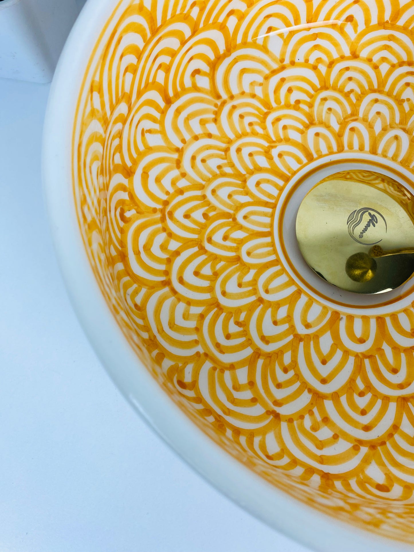 Sunbeam Glow: Handcrafted Ceramic Sink in Sun-inspired Hue