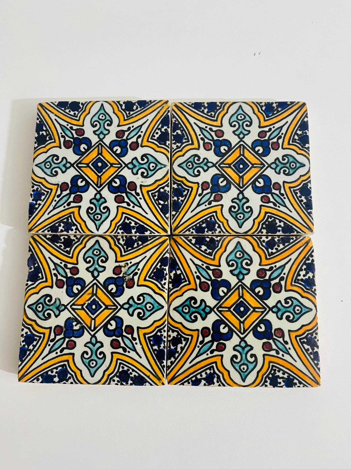 Hand-Painted Moroccan Starburst Tile Set