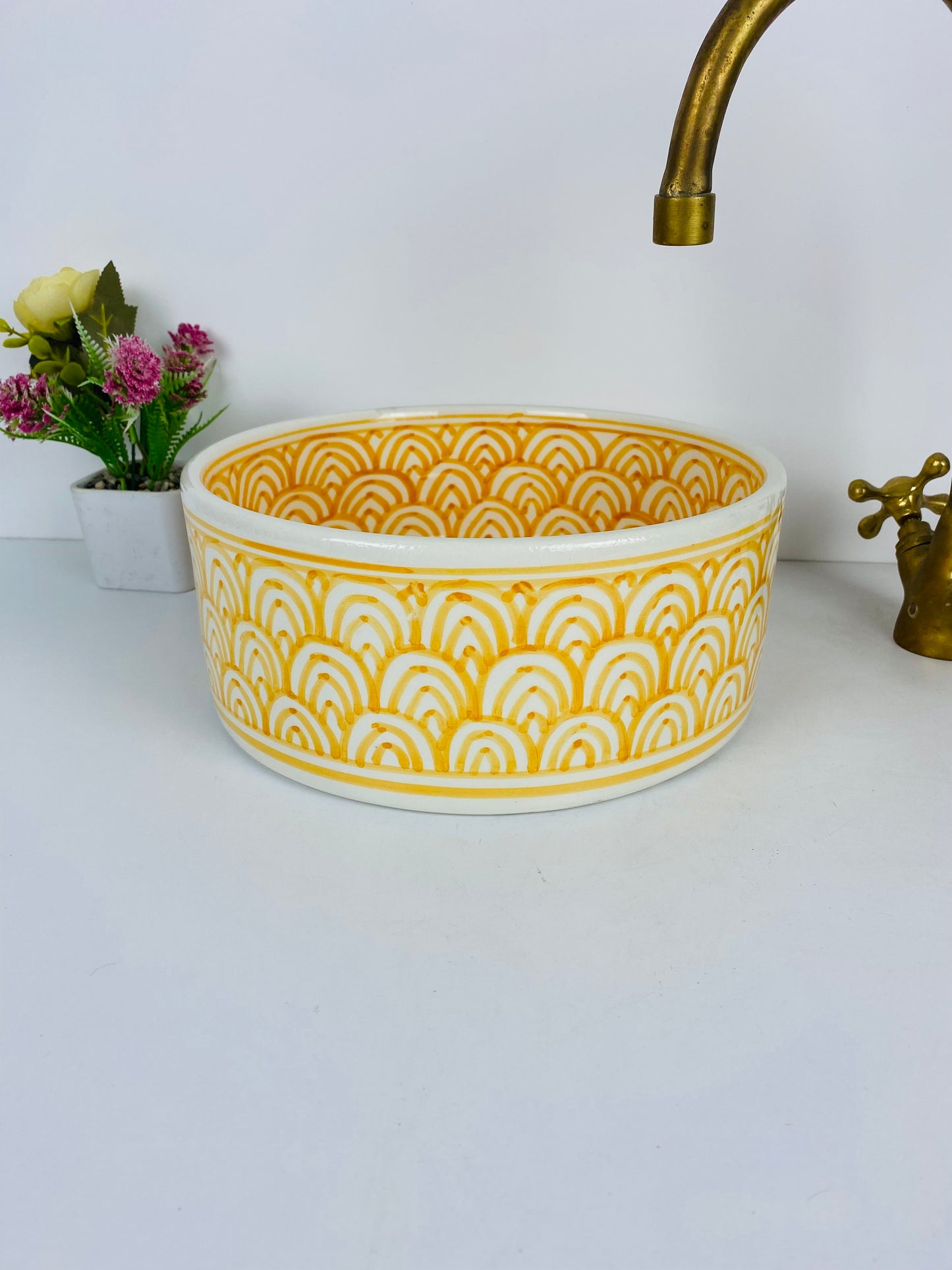 Golden Sunrise Scalloped Vessel Basin