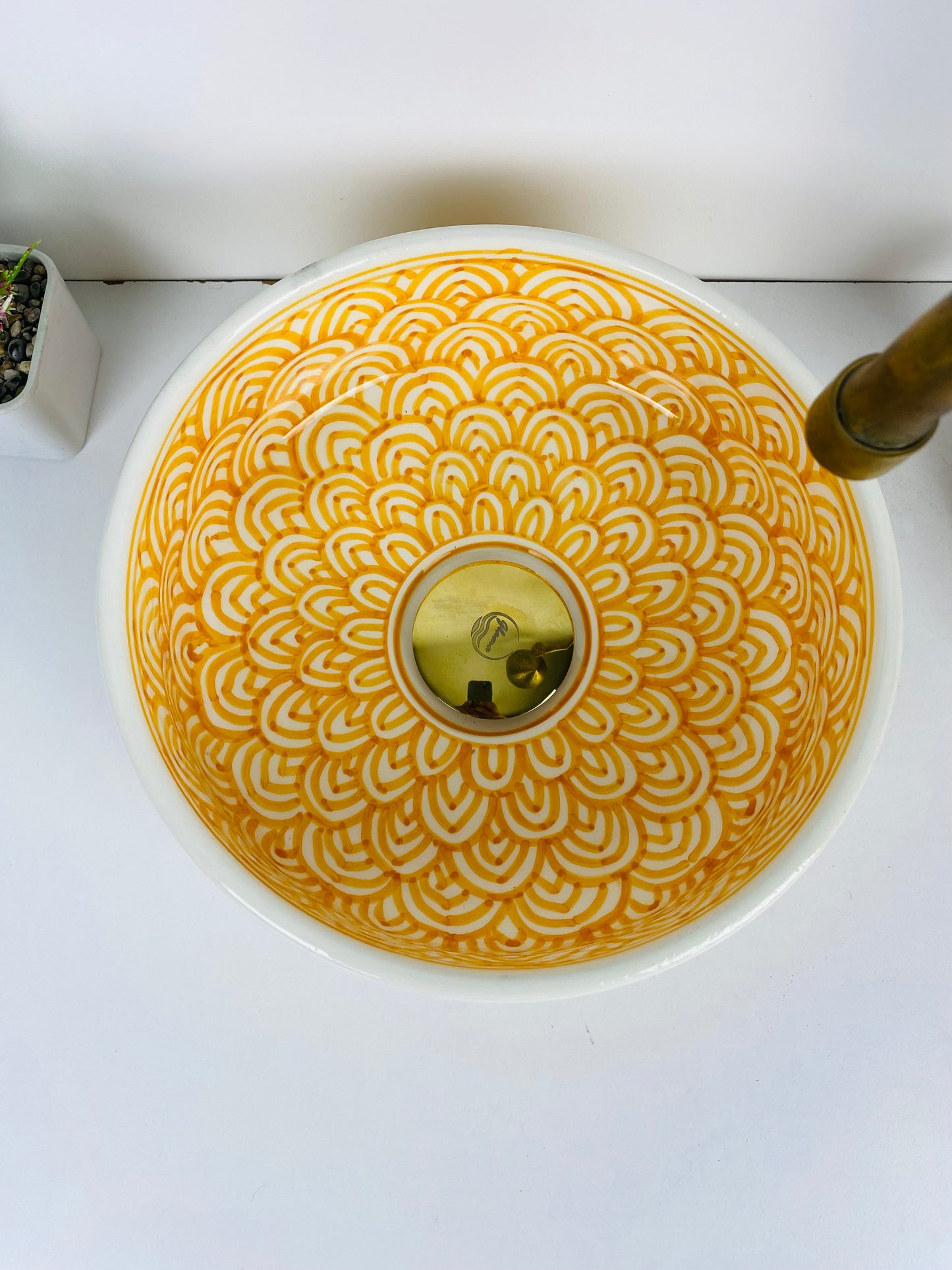 Sunbeam Glow: Handcrafted Ceramic Sink in Sun-inspired Hue