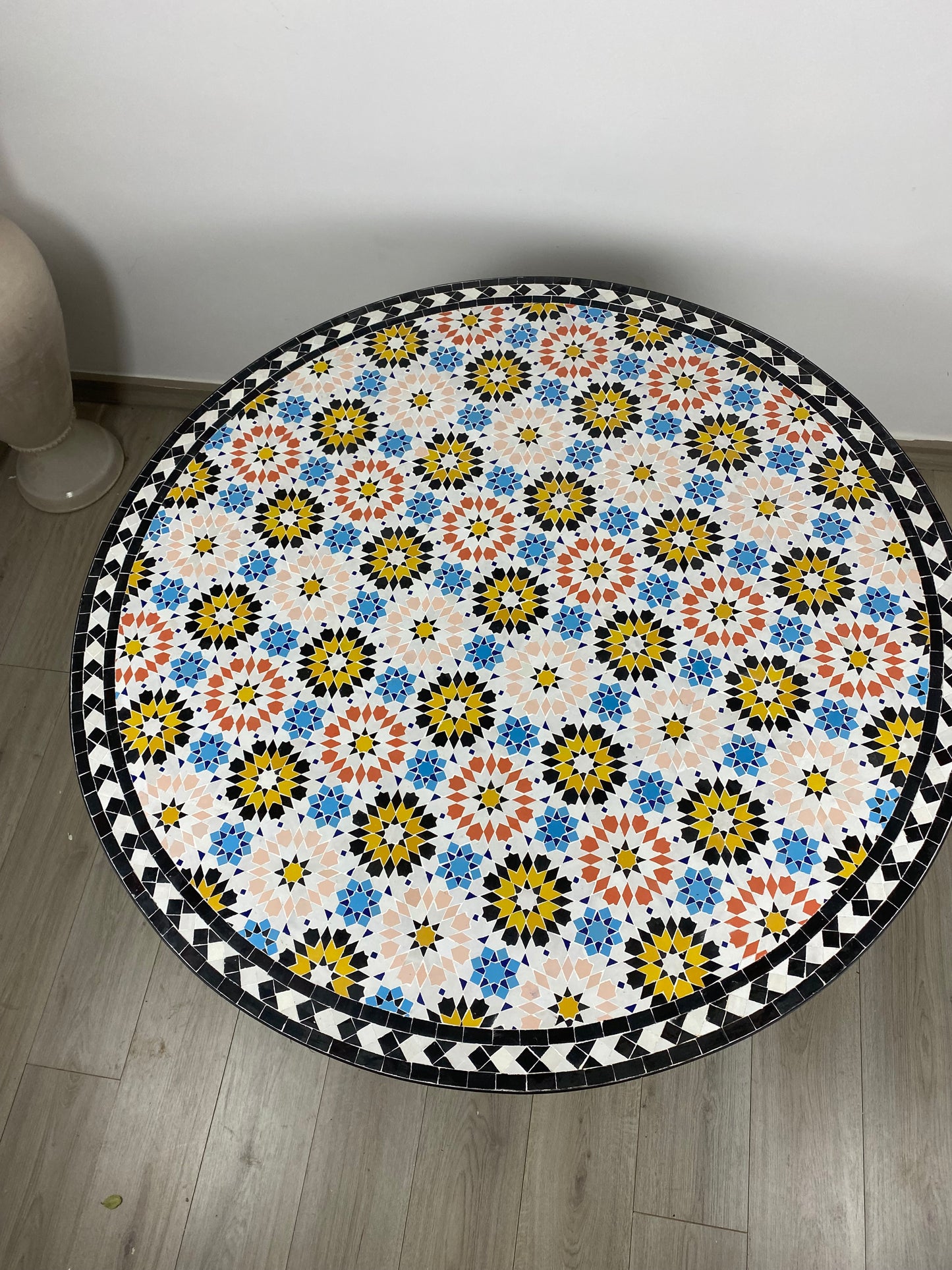 Sunburst Mosaic Table – Handcrafted Moroccan Artistry