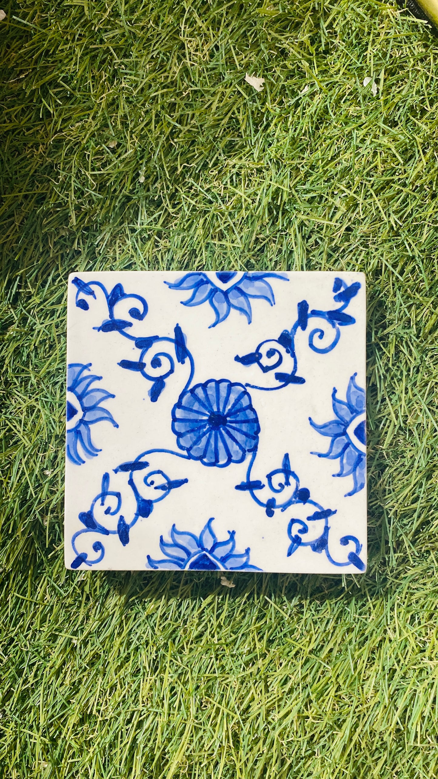 Azure blue Bloom Moroccan Zellige Tile