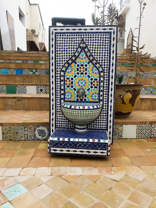 Moroccan Zellige Mosaic Fountain – Traditional Elegance with a Timeless Design