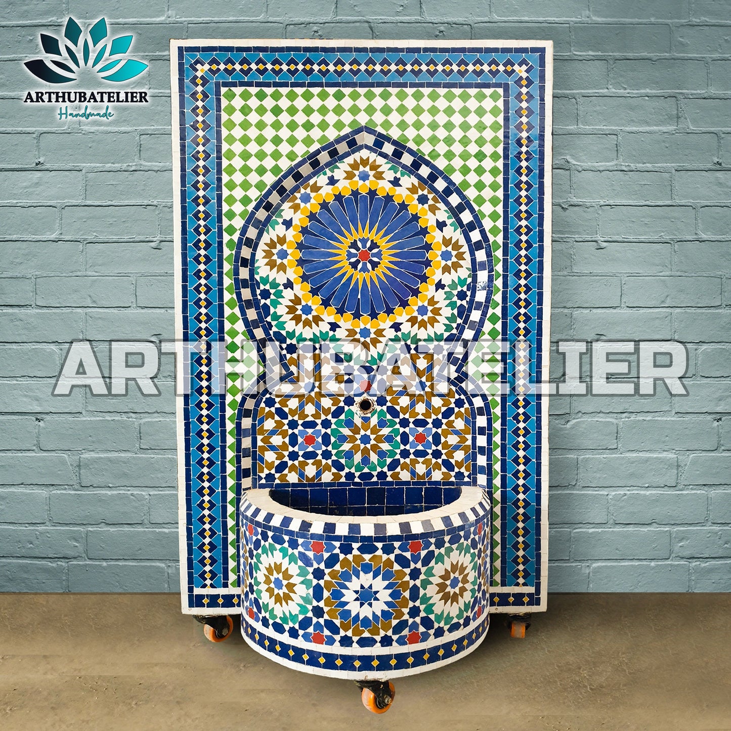 Handcrafted Moroccan Zellige Fountain – Traditional Mosaic Design