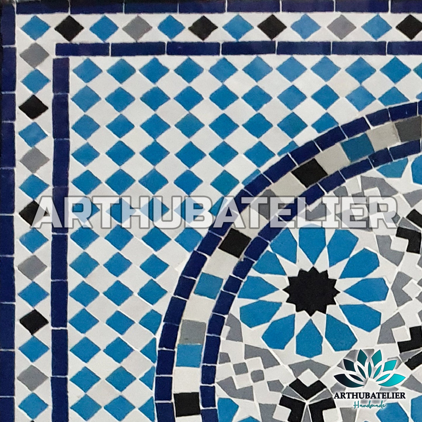 Handmade Moroccan Zellige Fountain – Elegant Blue & White Mosaic Design