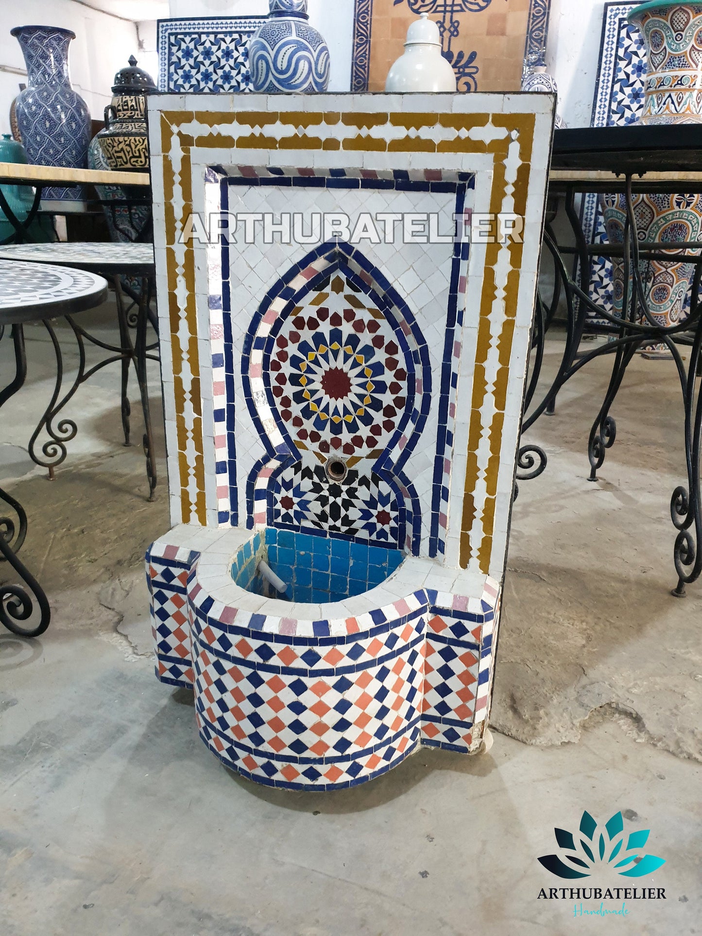 Handmade Moroccan Zellige Fountain – A Stunning Water Feature for Any Space