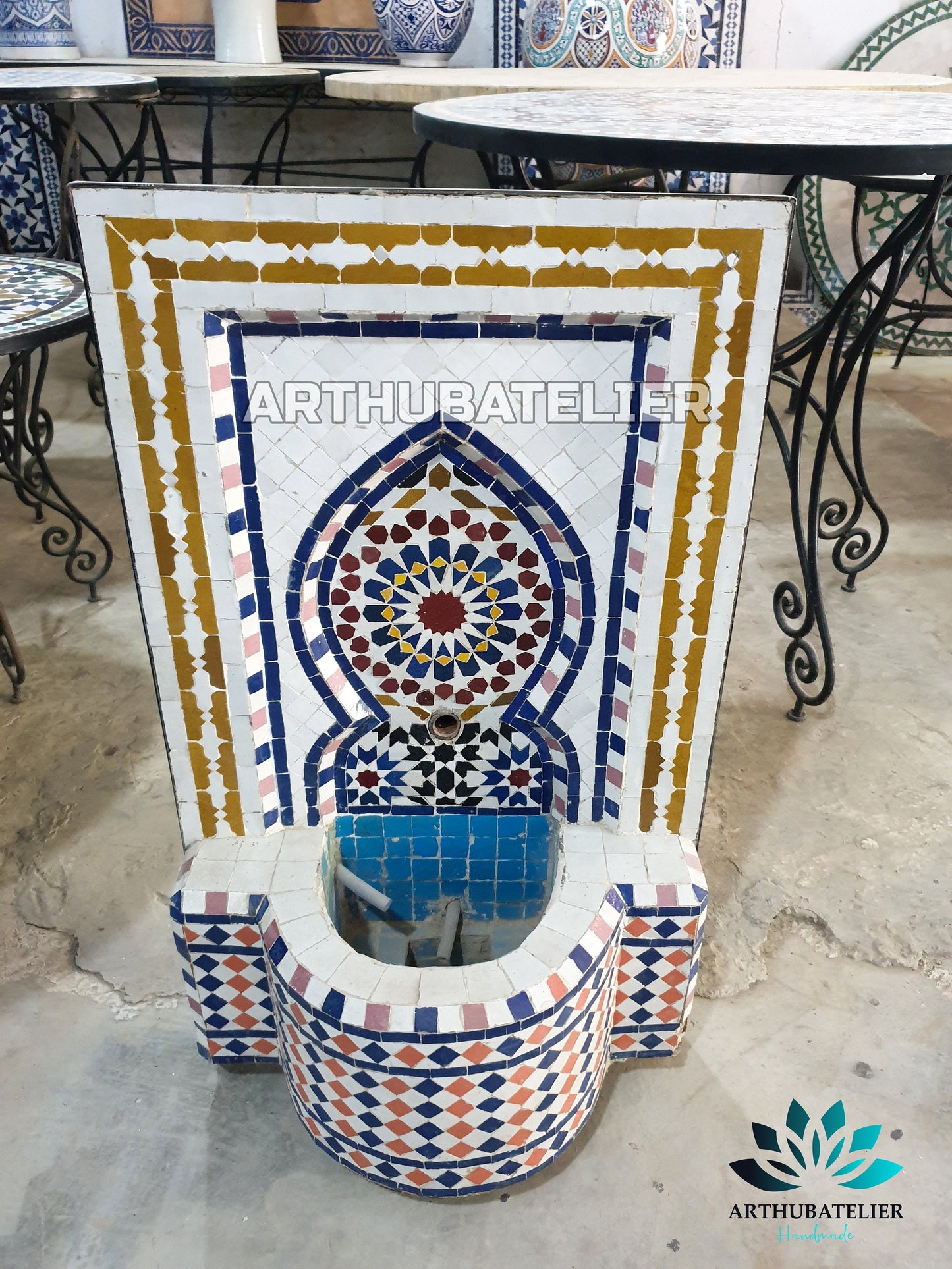 Handmade Moroccan Zellige Fountain – A Stunning Water Feature for Any Space