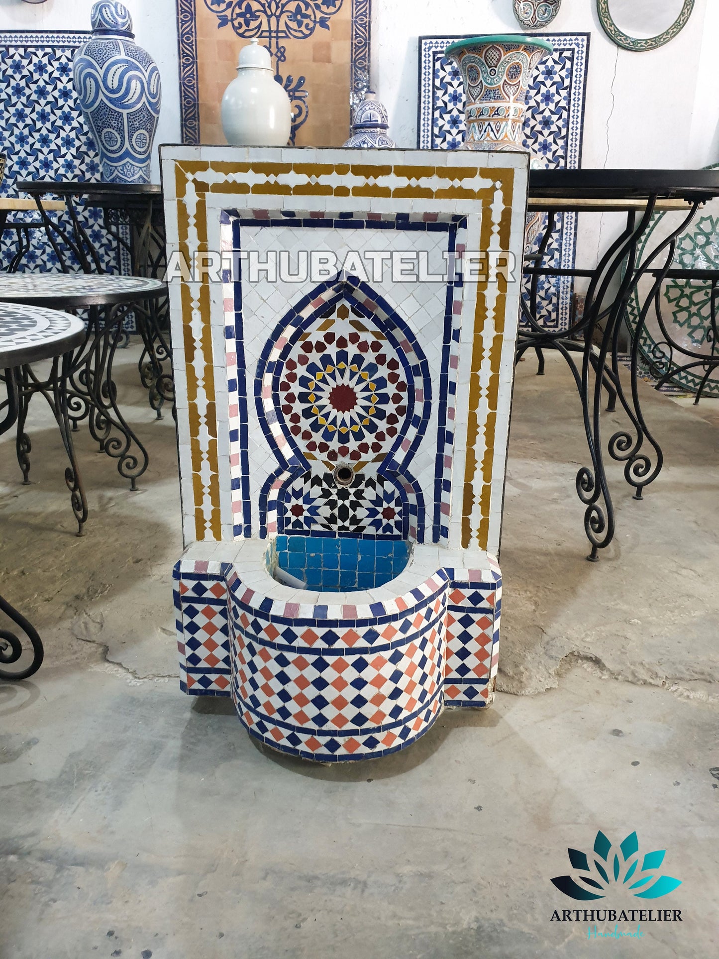 Handmade Moroccan Zellige Fountain – A Stunning Water Feature for Any Space